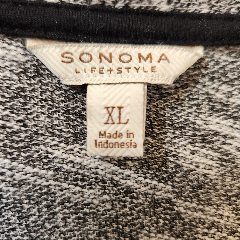💥SALE💥Sonoma Lifestyle, XL, Womens Hi Low Cardigan, Black, White, Gray - Picture 2 of 5
